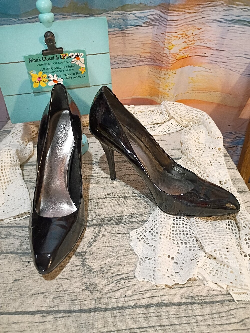 BCBGirls, Patent Black Pointed Toe Women’s Pumps